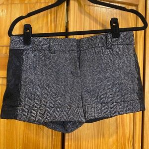 Tweed shorts with lace on sides